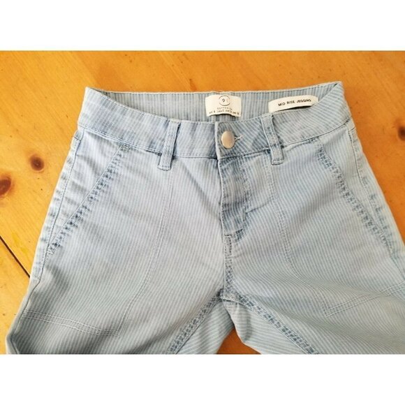 91 Cotton On Mid Rise Jeggings Blue Stripe Jean Like Pants USA Size (2) 25 x 27 - Picture 4 of 4